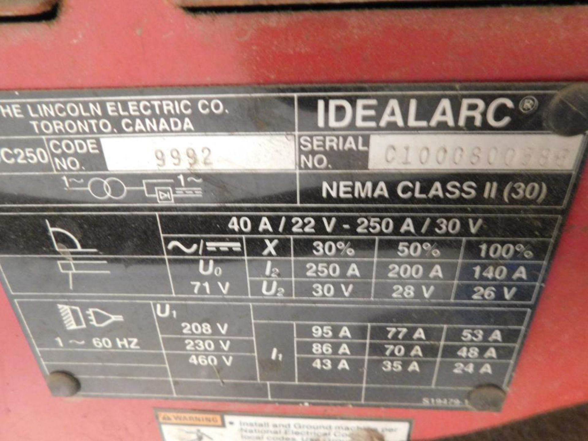 Lincoln Electric Idealarc 250 CC, AC/DC Arc Welder - Image 4 of 4