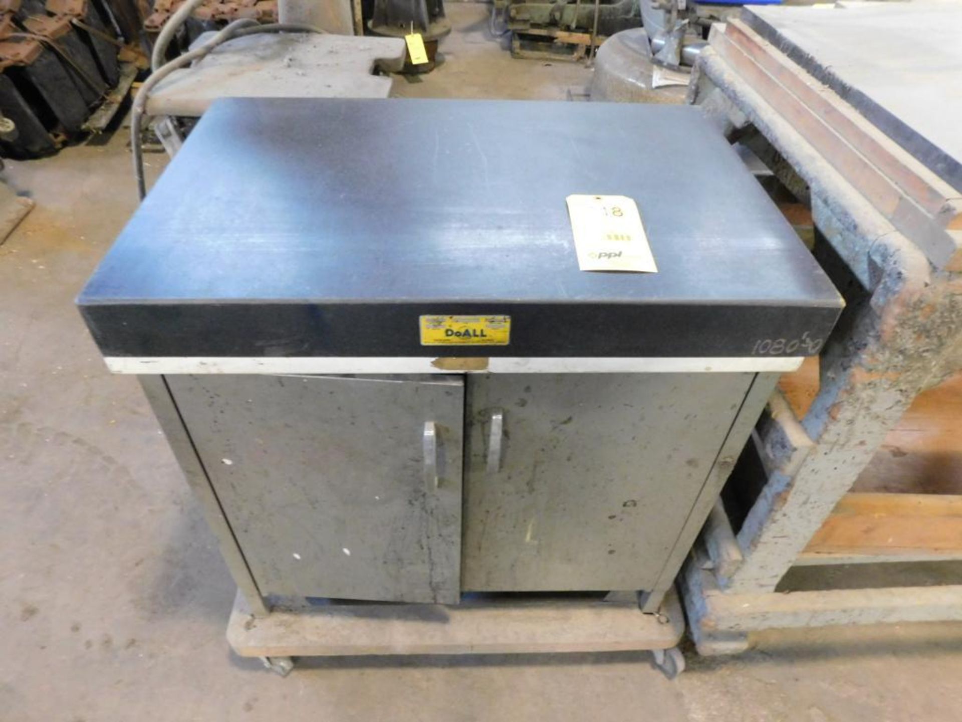 LOT: (1) Rolling Cabinet w/Do All 30" x 20" Granite Surface Plate, (1) 36" x 24" Rolling Table w/1" - Image 2 of 4