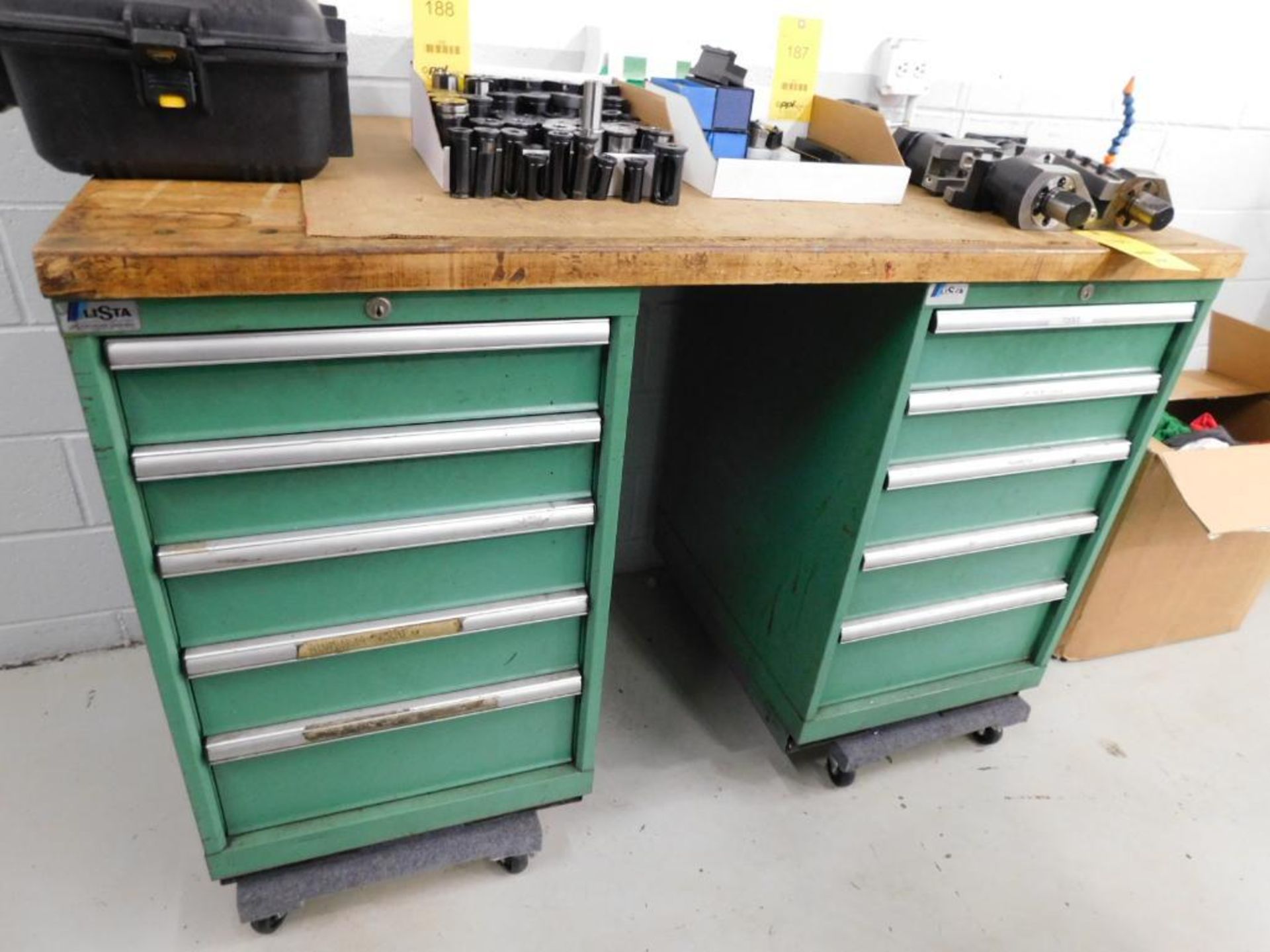 LOT: (2) Lista 5-Drawer Maple Top Tooling Cabinets - Image 2 of 2