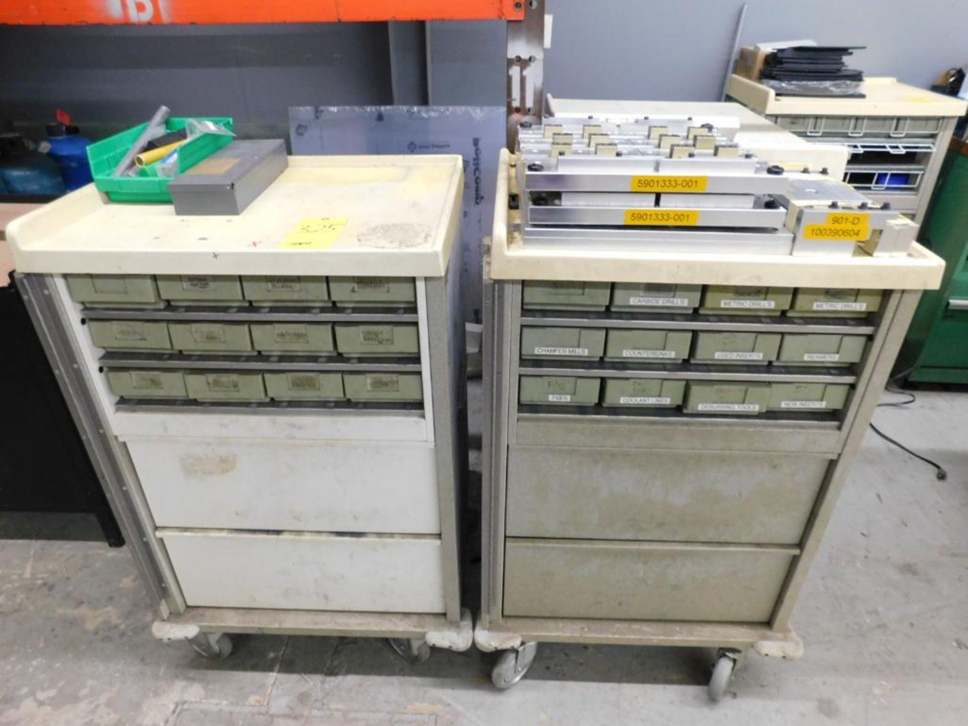LOT: (4) Rolling Tool Cabinets W/Contents of Clamping Accessories, Punches, Stamps, Aluminum Fixture - Image 2 of 3