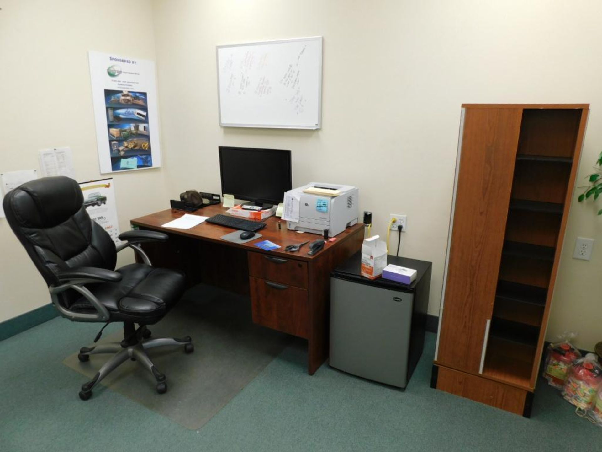 LOT: Contents of Front Offices: (10) Cubicle Work Stations, (8) Desks, (20) Chairs, 4' x 12' Confere - Image 2 of 27
