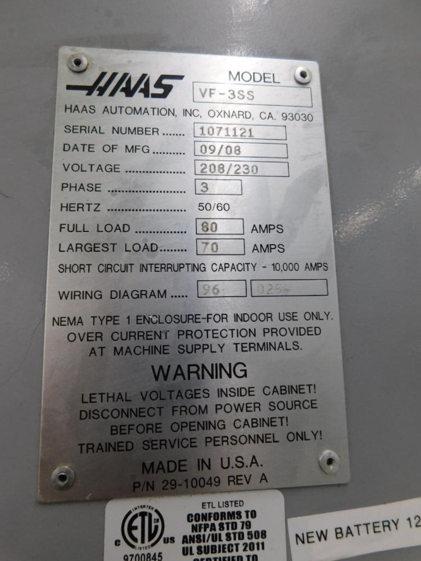 Haas VF-3SS CNC Vertical Machining Center, Haas CNC Control w/Hand Pendant, Travels: X-40", Y-20", Z - Image 15 of 15