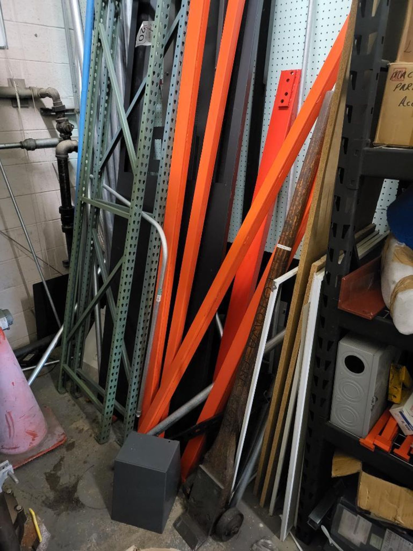 LOT: Contents of Closet: Shelf w/Assorted Hoses, Wire, Machine Parts, Vacuums, Johnson Bar, Pallet R - Image 2 of 4