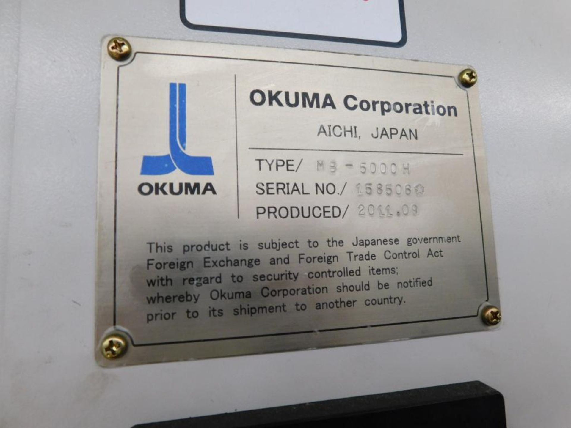 Okuma MB-5000H 4-Axis CNC Horizontal Machining Center, OSP-200MA CNC Control, Travels: X-29.92", Y-2 - Image 17 of 17