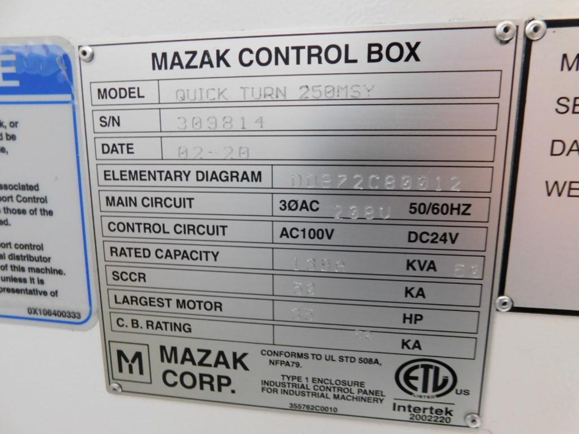 Mazak Quick Turn 250MSY CNC Turning Center, Mazatrol Smooth G CNC Control, 26.5" Swing, 14.76" Max. - Image 18 of 19