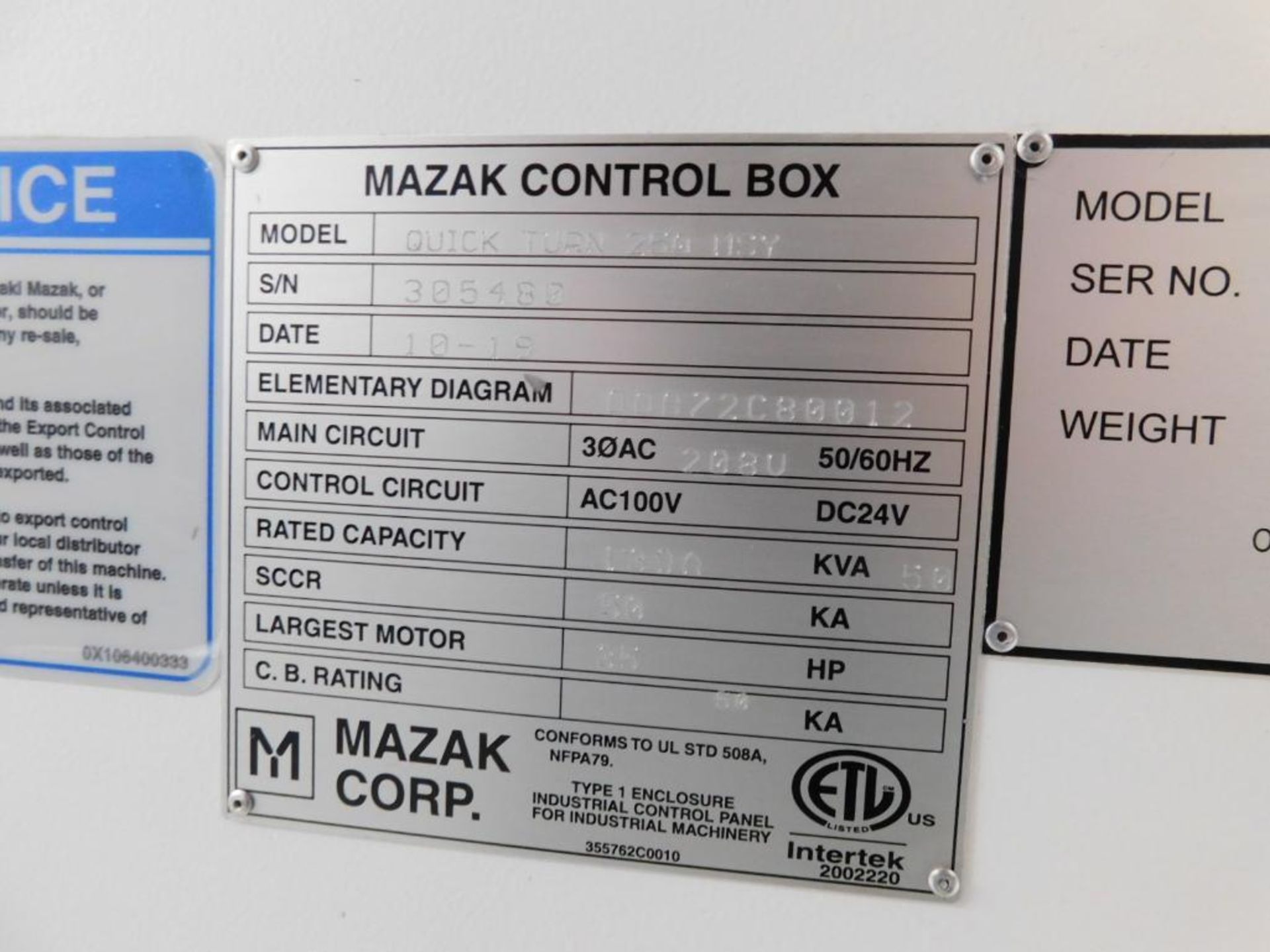 Mazak Quick Turn 250MSY CNC Turning Center, Mazatrol Smooth G CNC Control, 26.5" Swing, 14.76" Max. - Image 12 of 14