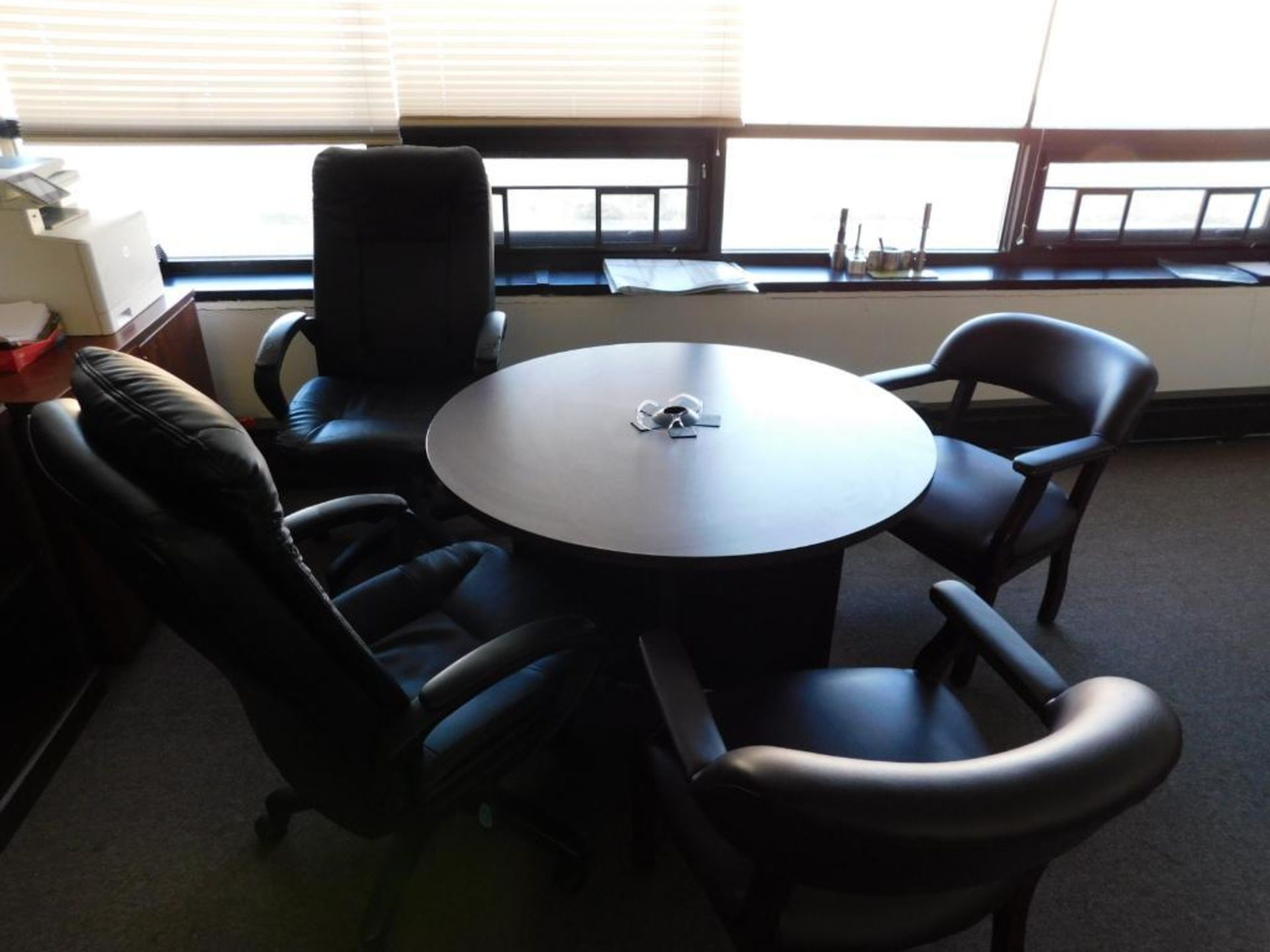LOT: Contents of Front Offices: (10) Cubicle Work Stations, (8) Desks, (20) Chairs, 4' x 12' Confere - Image 18 of 27