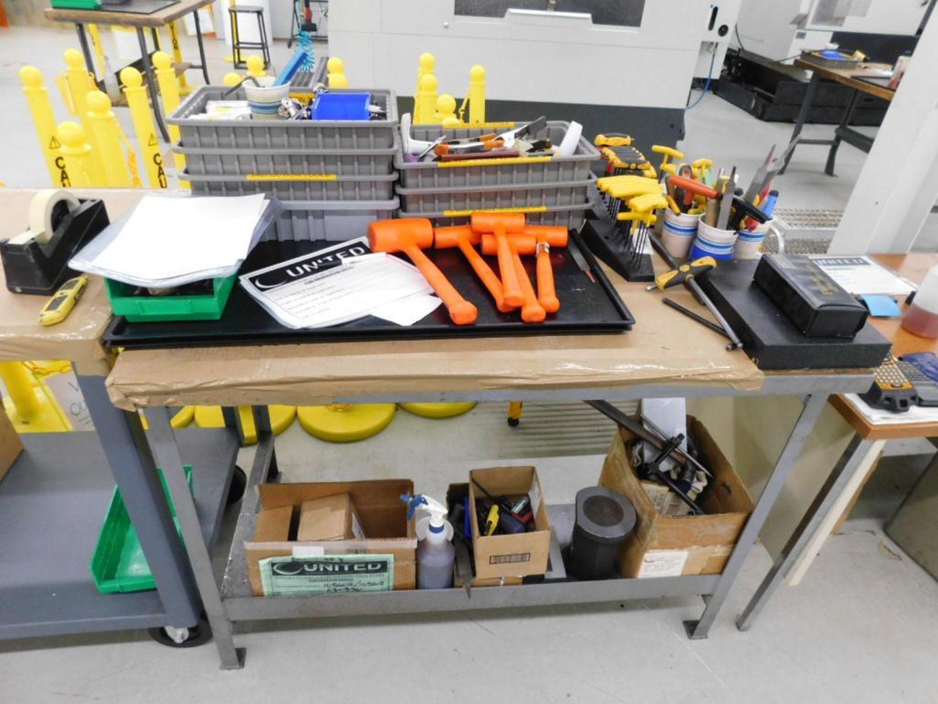 LOT: Rolling Shop Cart, Steel Work Bench w/Contents of Assorted Hard Tools, Mallets - Image 2 of 5