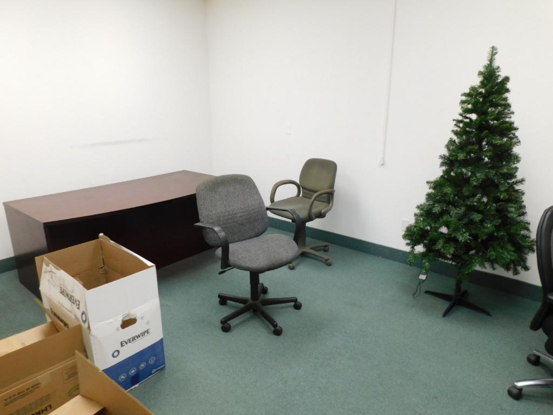 LOT: Contents of Front Offices: (10) Cubicle Work Stations, (8) Desks, (20) Chairs, 4' x 12' Confere - Image 13 of 27