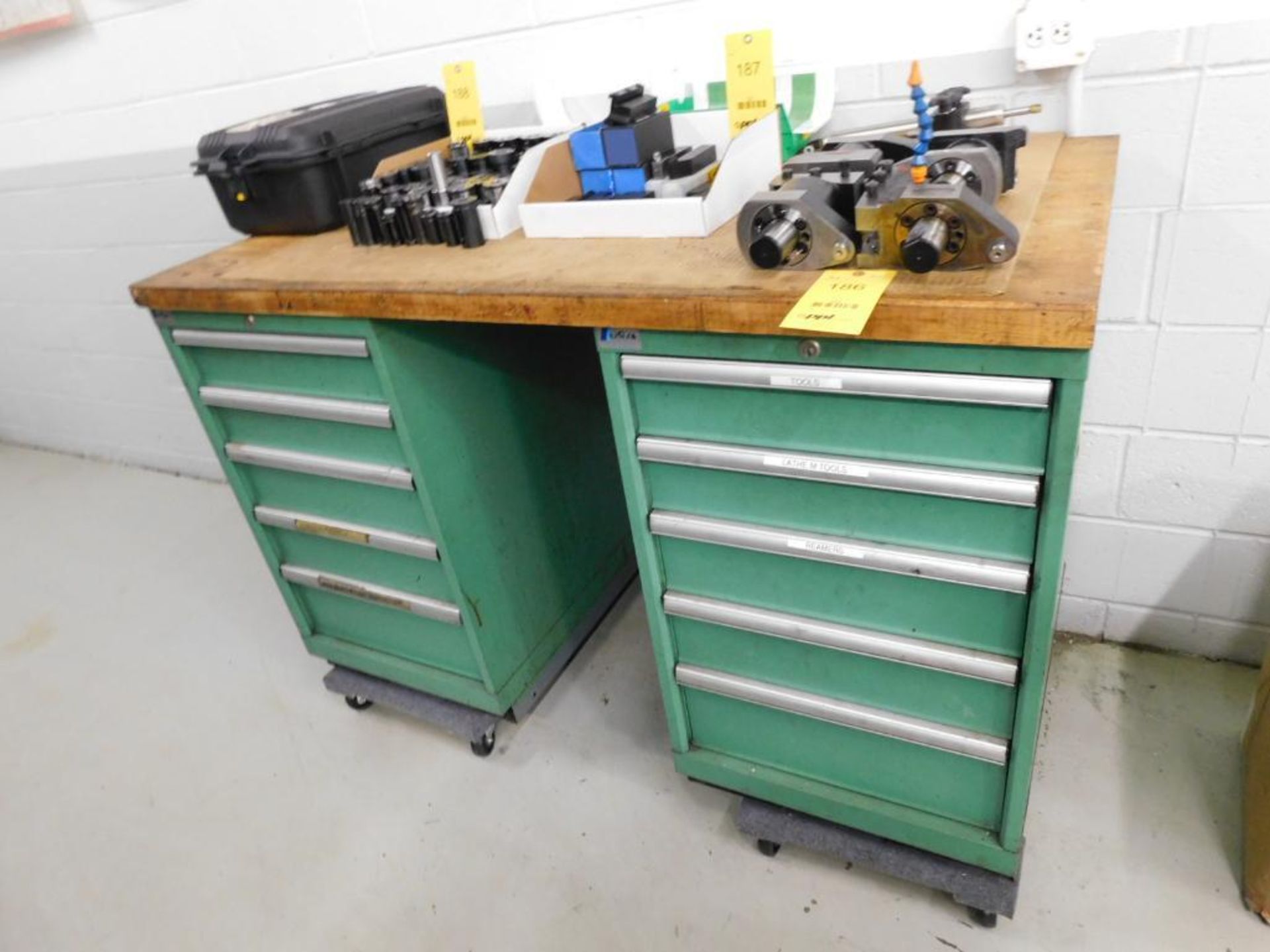 LOT: (2) Lista 5-Drawer Maple Top Tooling Cabinets