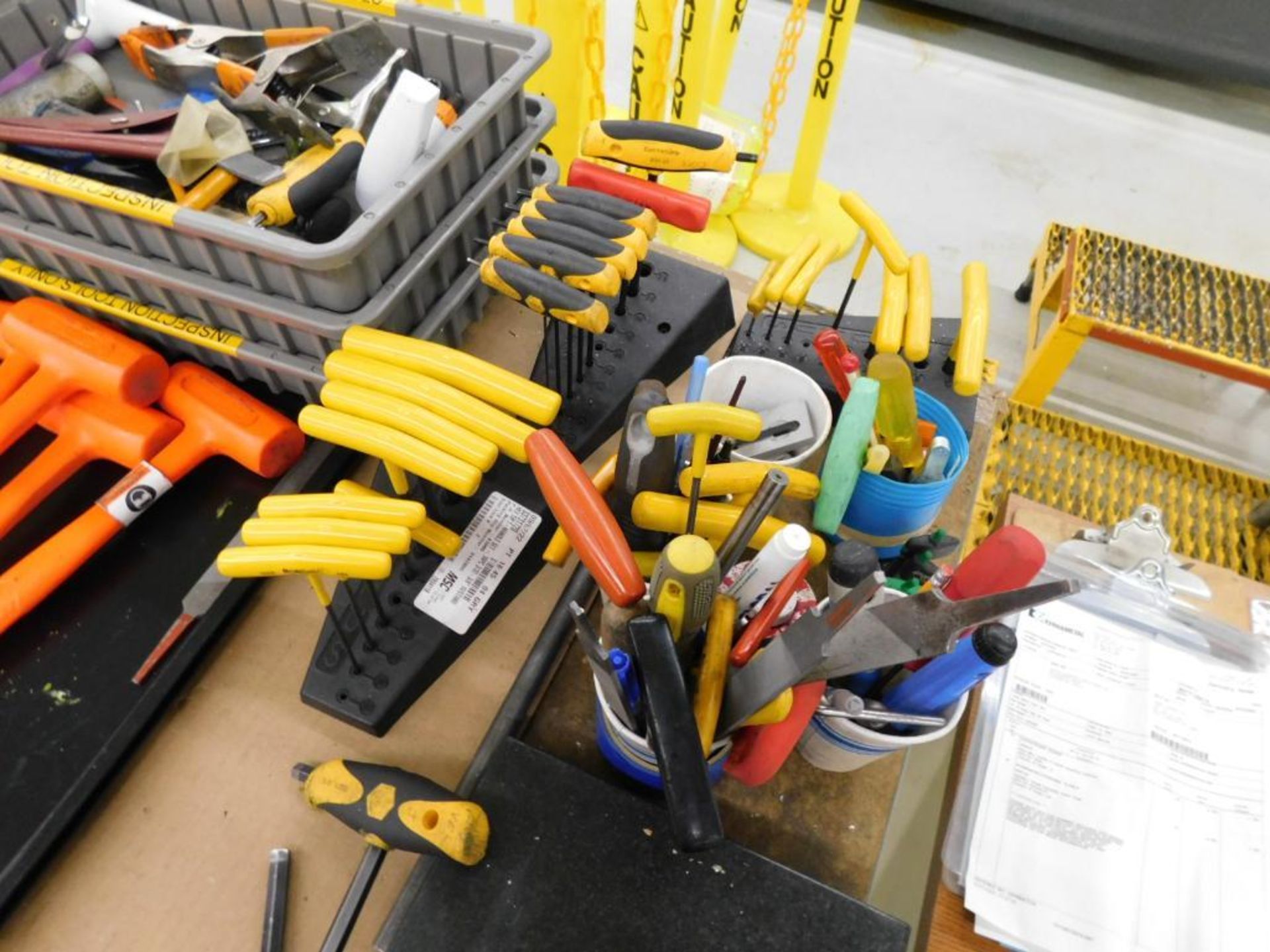 LOT: Rolling Shop Cart, Steel Work Bench w/Contents of Assorted Hard Tools, Mallets - Image 4 of 5