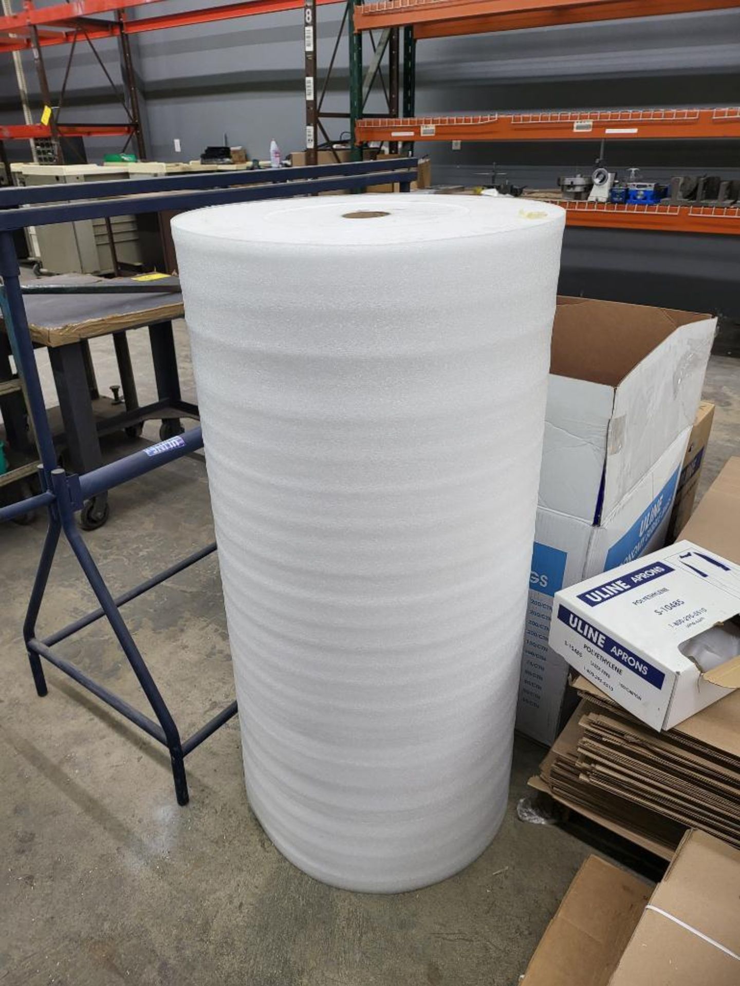 LOT: Pallet of Cardboard Sheets, Assorted Shipping Boxes, Roll of Packaging Foam, Material Roll Disp - Image 4 of 6