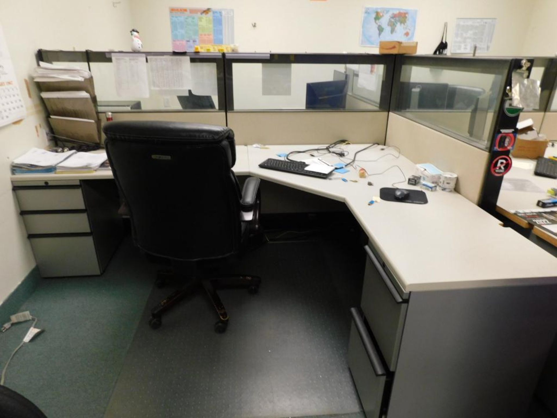LOT: Contents of Front Offices: (10) Cubicle Work Stations, (8) Desks, (20) Chairs, 4' x 12' Confere - Image 27 of 27