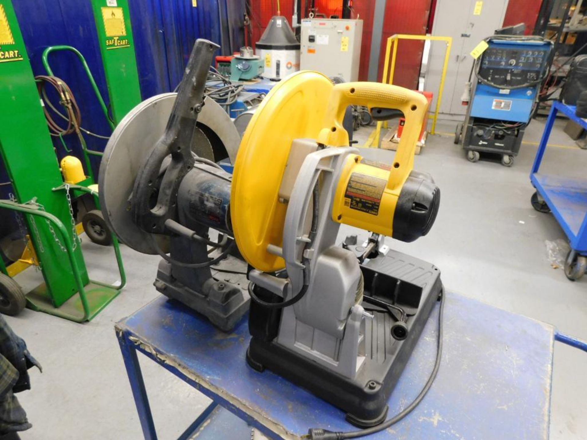 LOT: (2) 14" Dewalt & Ryobi Cut Off Saws w/Cart - Image 5 of 6