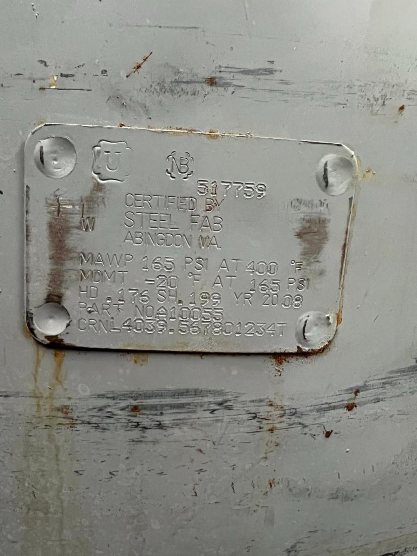 Air Receiver Tank, Approx. 6' Tall - Image 3 of 3