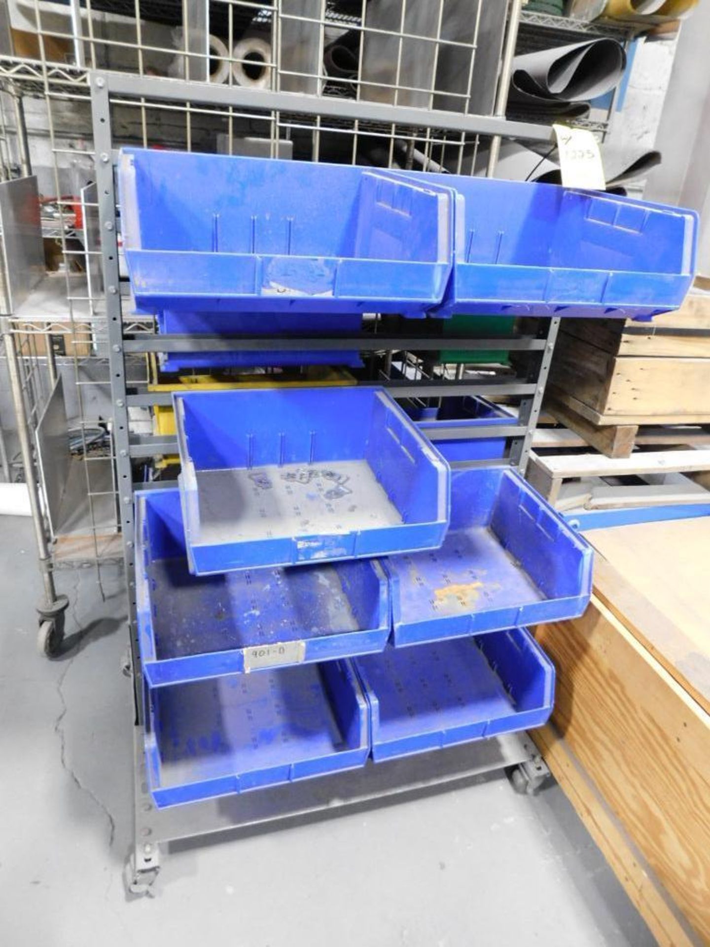 LOT: Rolling 3-Sided Material Carts, (2) Racks w/Misc. Contents - Image 3 of 4