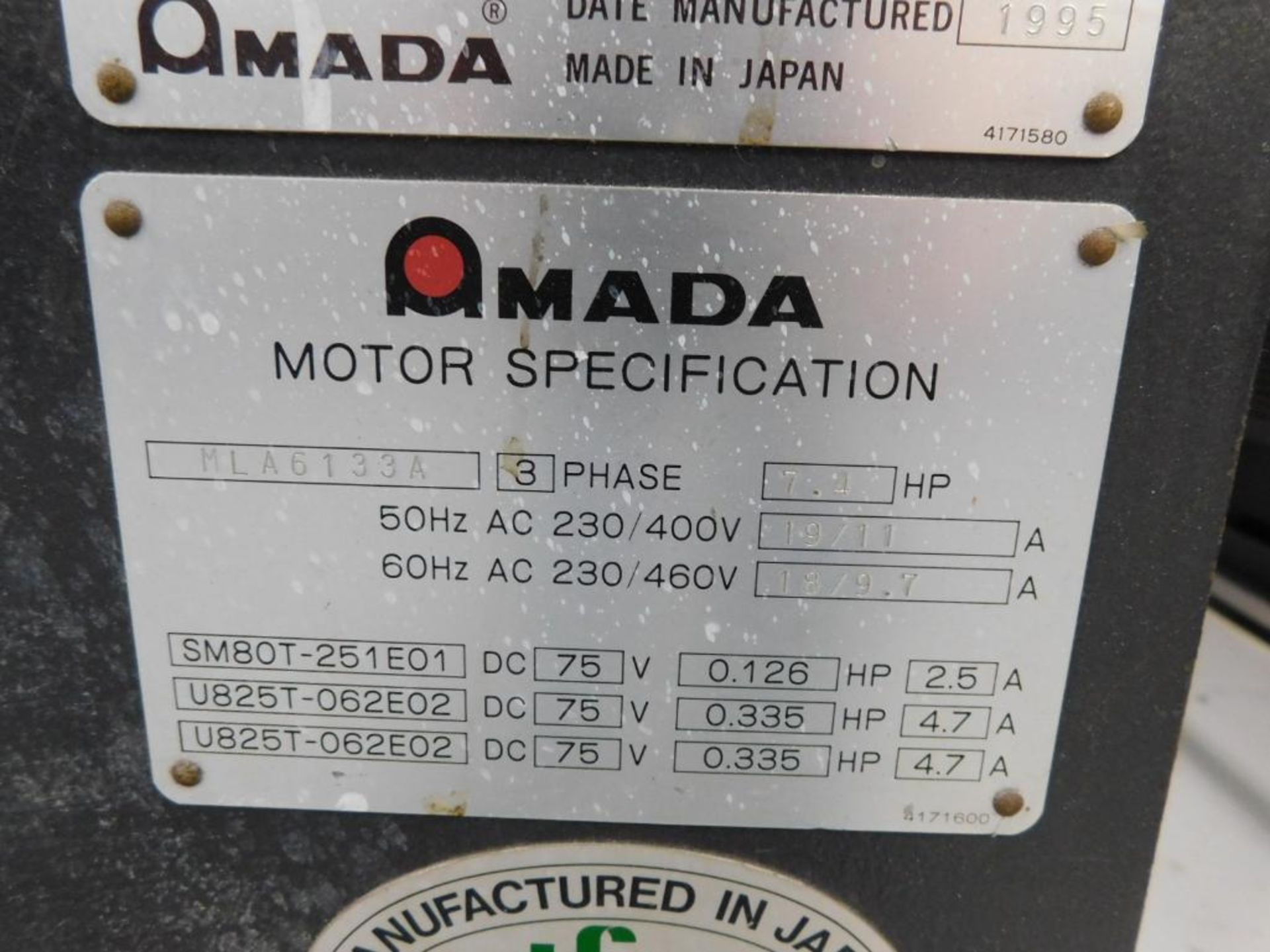 Amada FBD-8025 88 Ton x 8' CNC Press Brake, NC9EXII 3-Axis CNC Control, 98.6" Max. Bending Length, 8 - Image 10 of 10