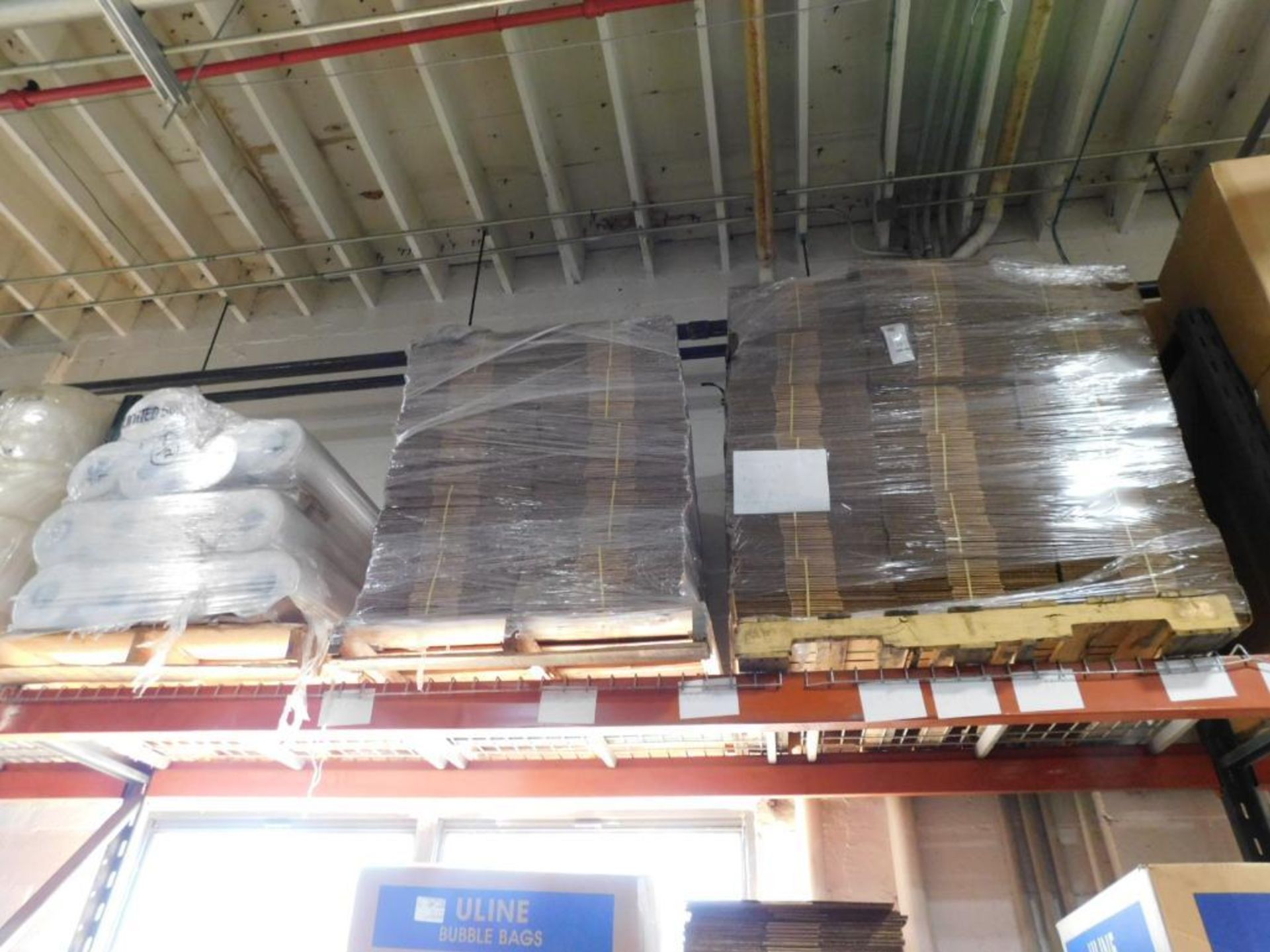 LOT: (4) Sections Pallet Rack, 12' H x 12' W x 34" D w/Quantity of Shipping Material: Bubble Wrap, F - Image 5 of 9