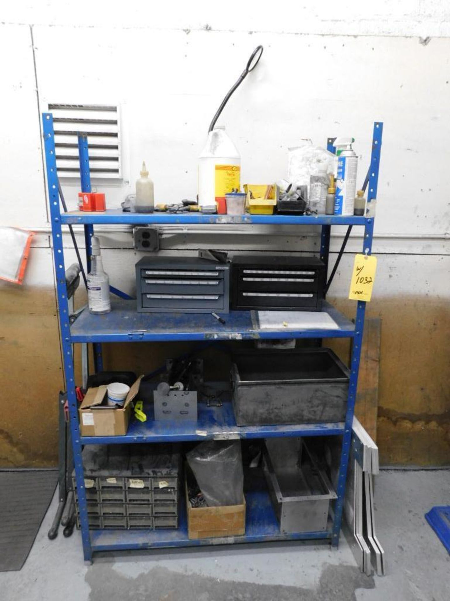 LOT: Die Lift Cart, Tool Box, Shelving Unit w/Assorted Tooling - Image 2 of 3