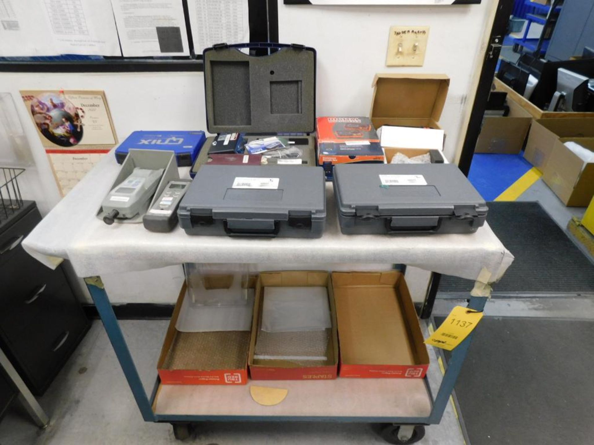 LOT: Digital Test Equipment Omega HHIIC Shimpo FGV 1000 HX Force Gage Glossmeter, Mult. Meters, etc.