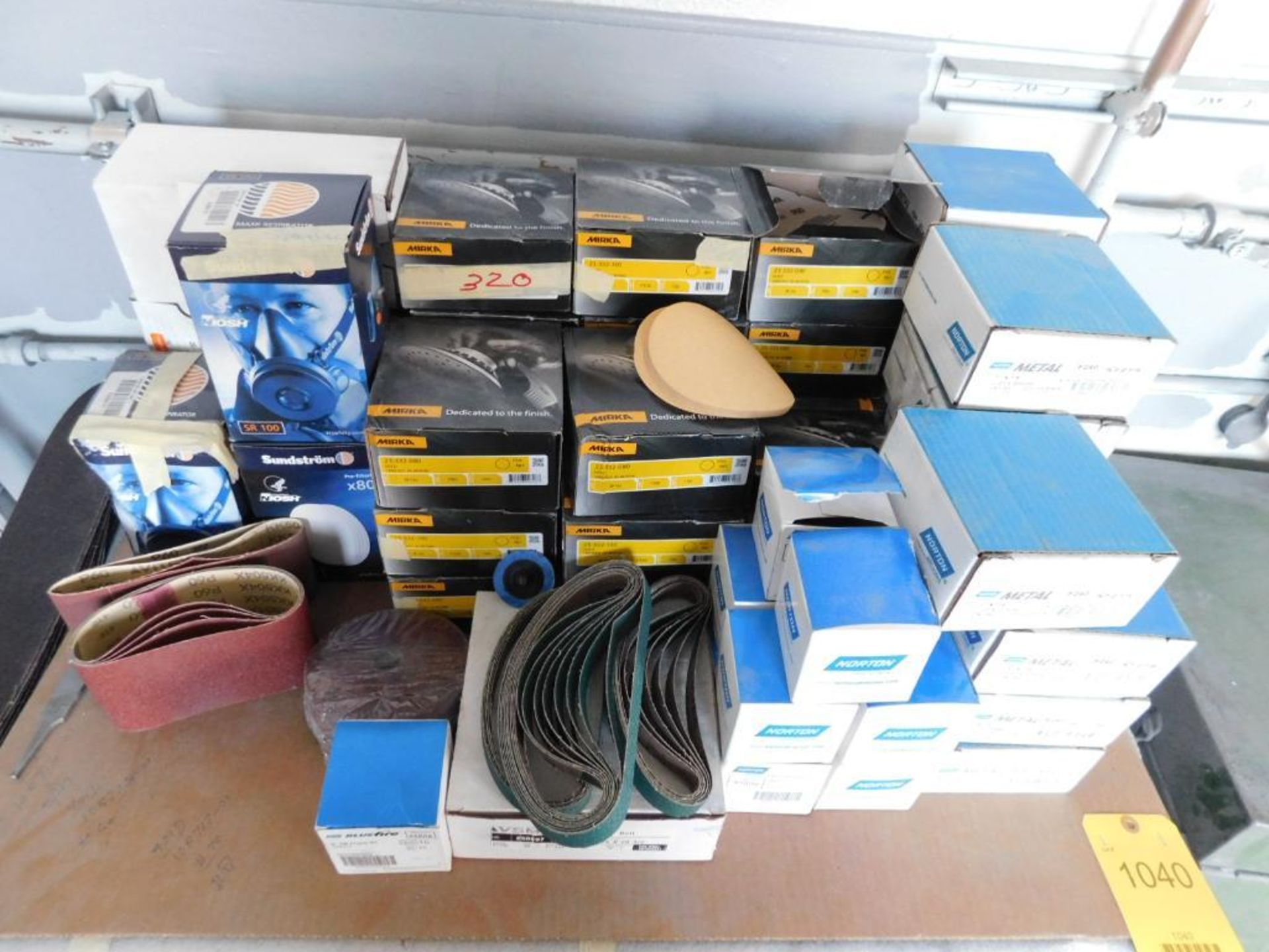 LOT: Abrasive Supplies, Cart, Tool Box, 30" x 72" Maple Top Work Bench, Fans, Heaters, etc. - Image 2 of 11