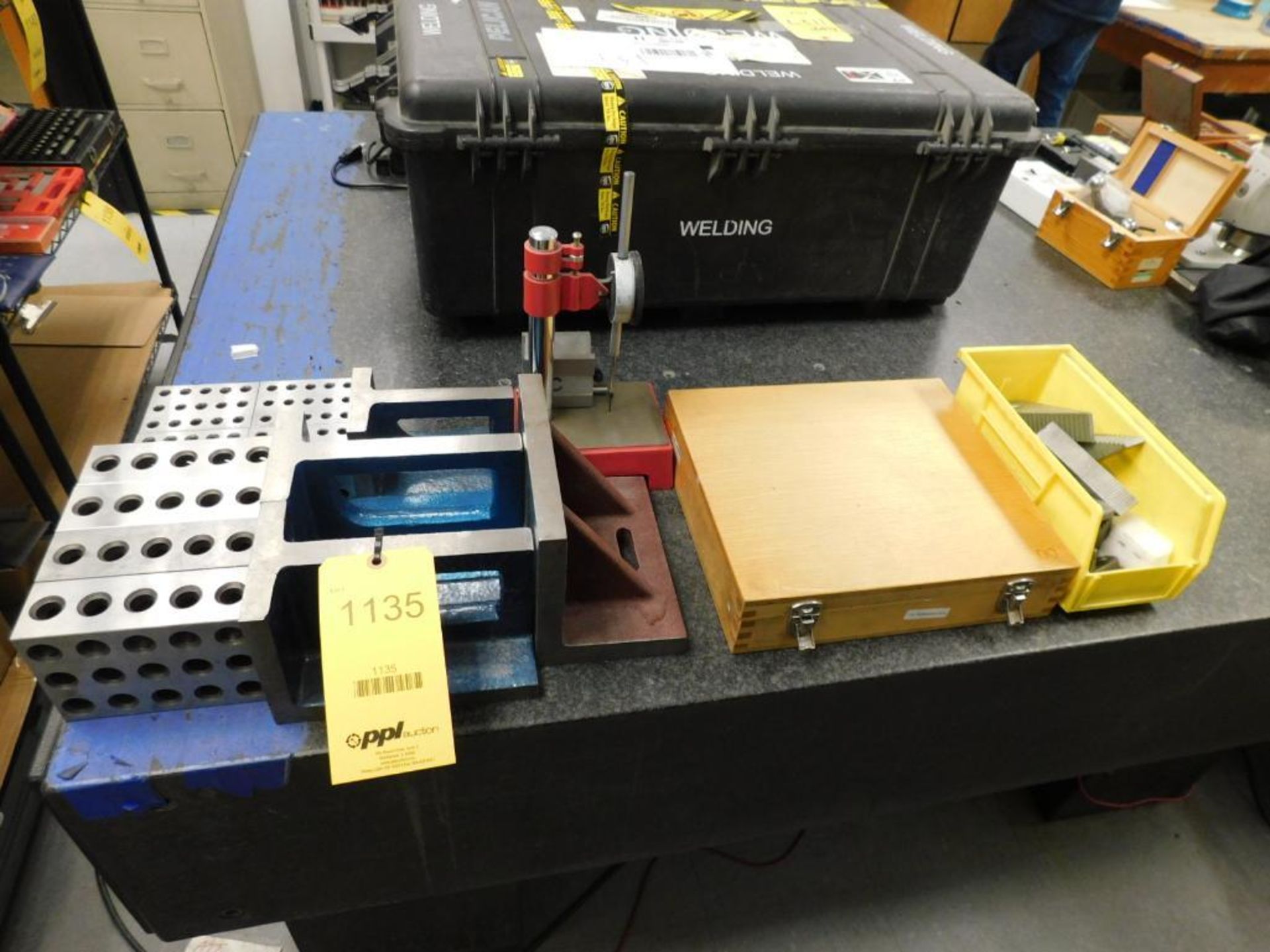 LOT: Assorted 2-4-6 Blocks, Angle Plates, SPI Indicator Stand, Magnetic V Block, Clamping Accessorie