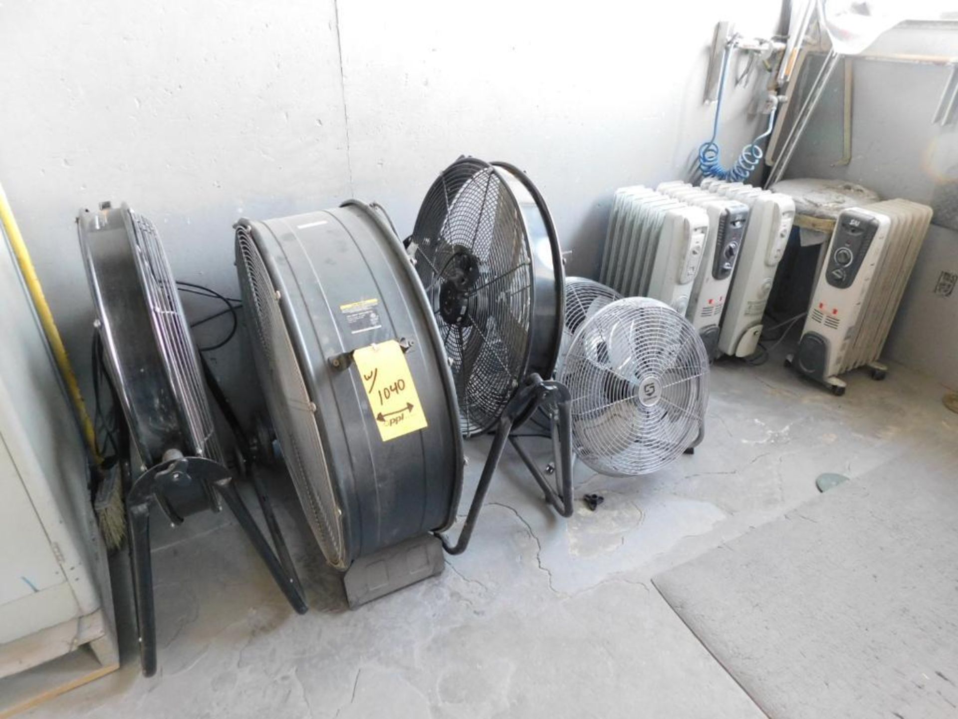 LOT: Abrasive Supplies, Cart, Tool Box, 30" x 72" Maple Top Work Bench, Fans, Heaters, etc. - Image 8 of 11