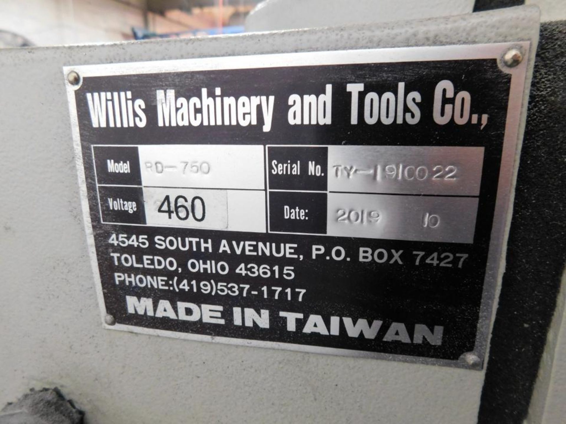 Willis RD-750 Radial Drill, S/N TY-1910022 (2019) - Image 7 of 7