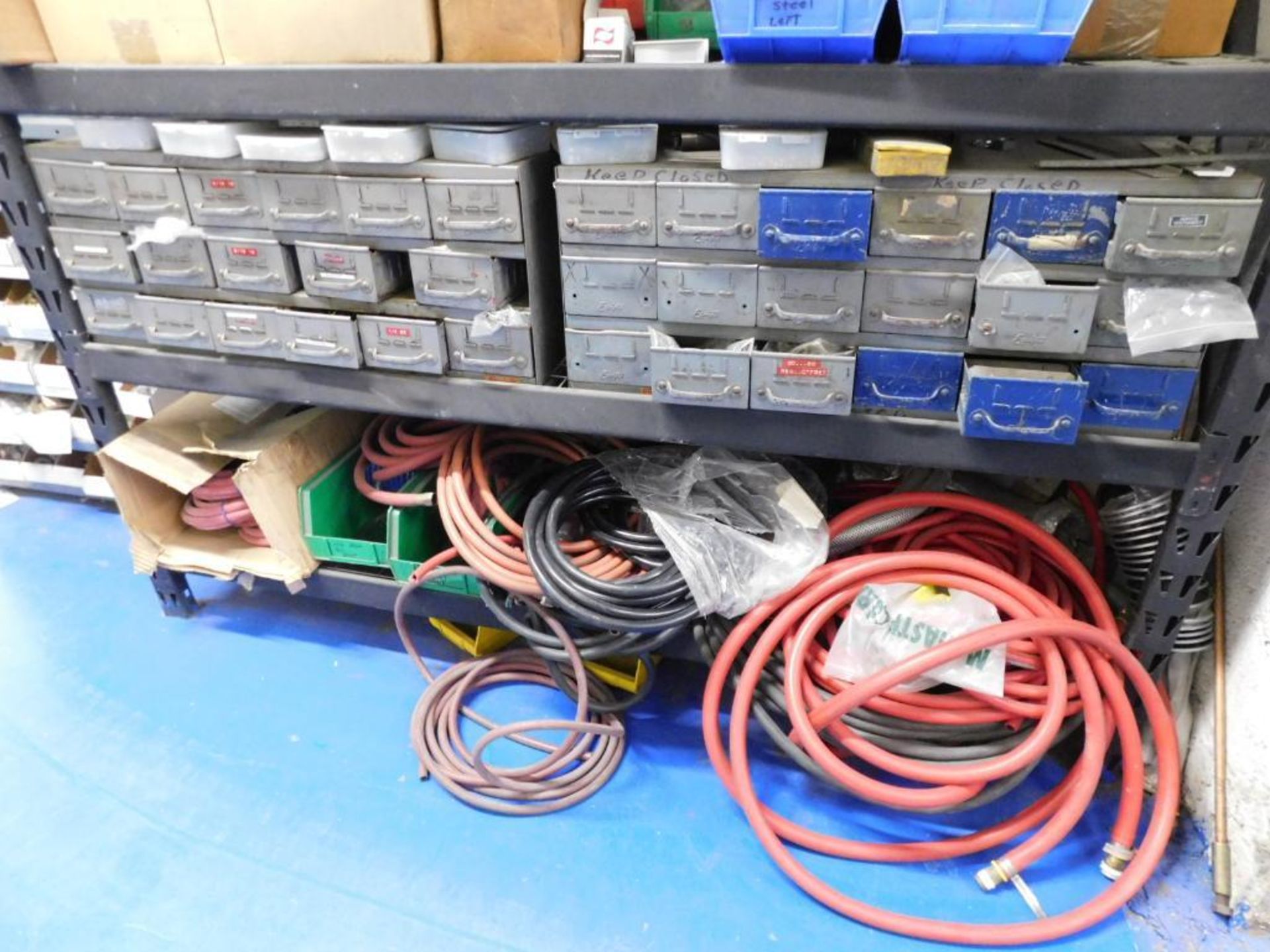 LOT: (3) Shelving Units w/Contents of Hose Hardware, PVC Fittings, etc. - Image 2 of 8