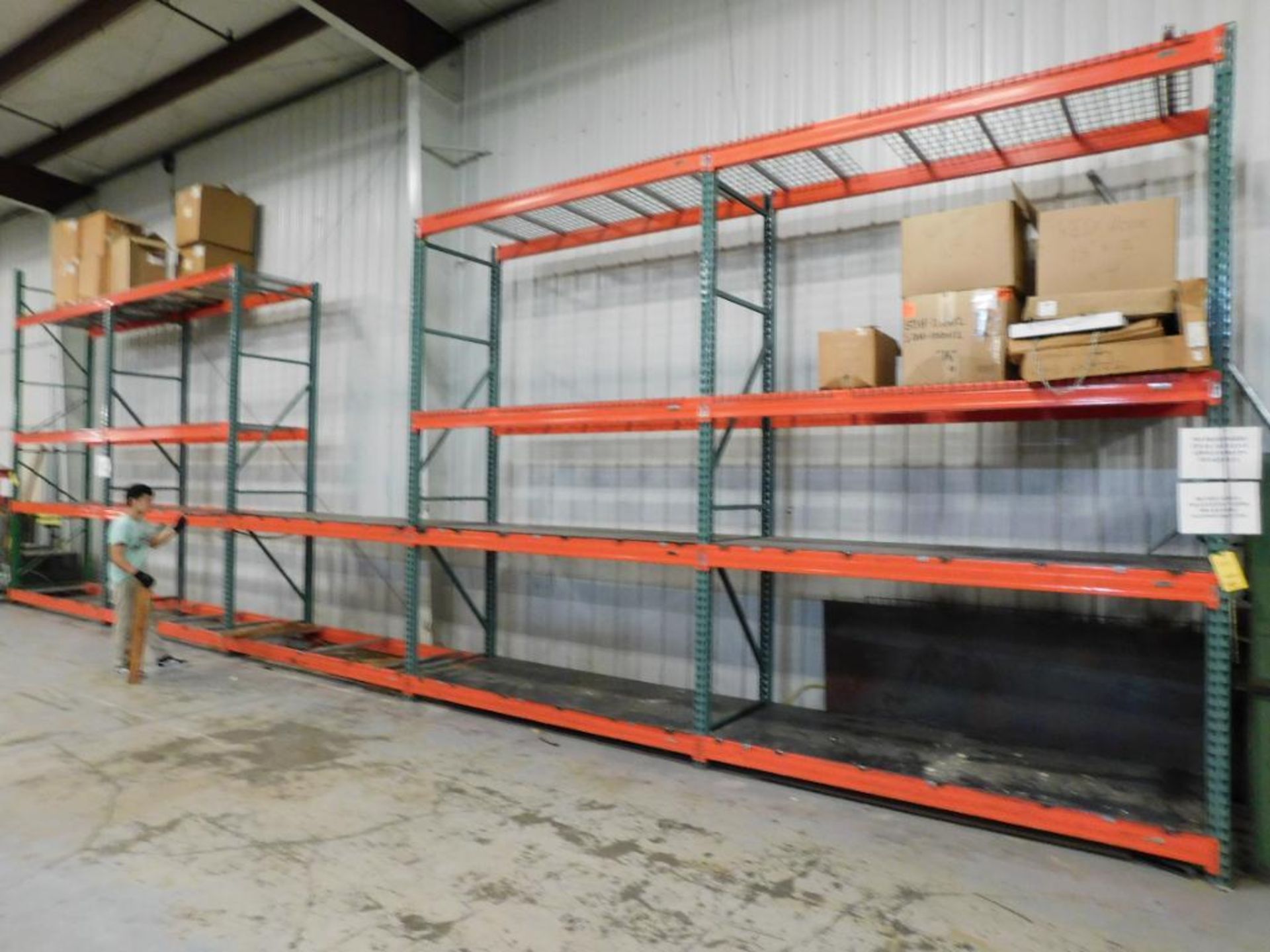 LOT: (5) Sections Pallet Rack, 12' H x 8' W x 36" D w/Combination of Steel Plate & Wire Decking (DIS