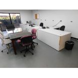 LOT: Contents of Office: (6) Desks, (10) Chairs, Table (NO ELECTRONICS)
