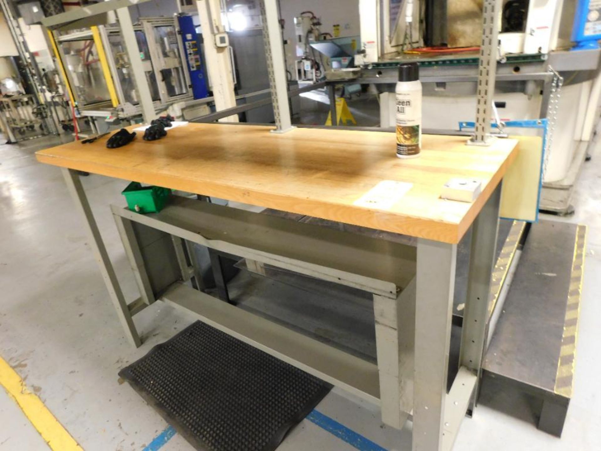 LOT: 30" x 72", 30" x 48", 24" x 72" Maple Top Workbenches, Rolling Steel Cabinet