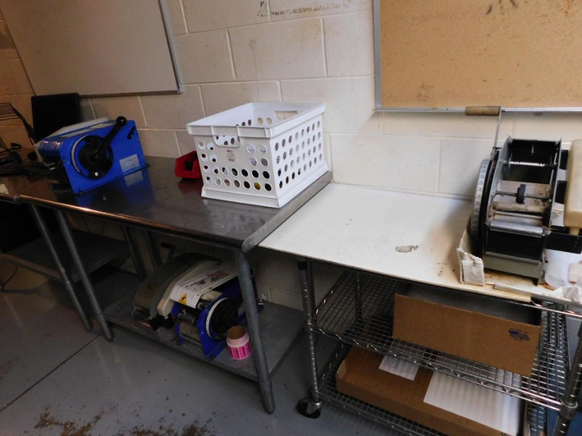 LOT: Contents of Stairwell Room: (2) Stainless Steel Tables, Rolling Shop Cart, File Cabinets, Shelv - Image 3 of 3