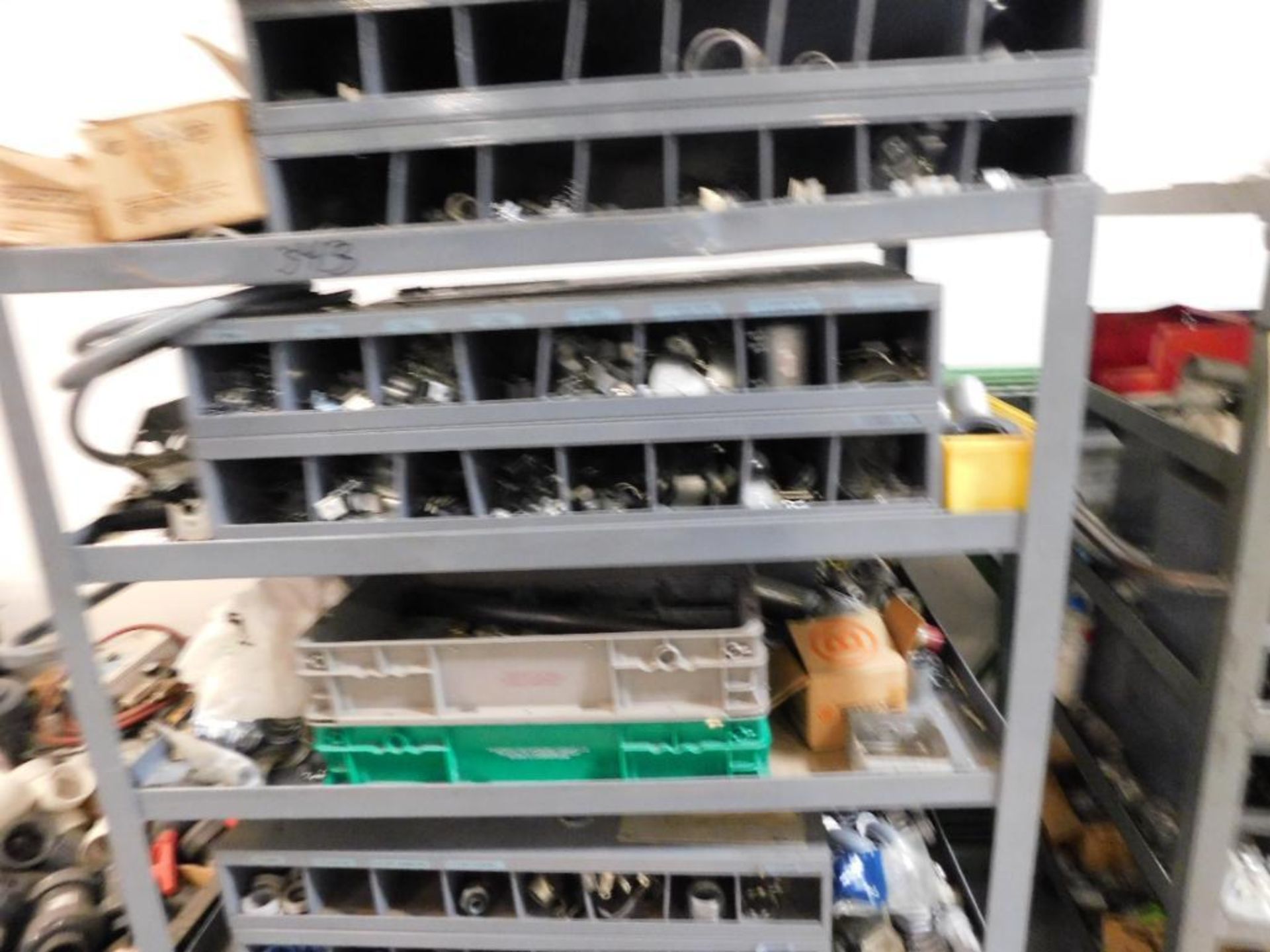 LOT: (2) Carts w/Electrical Supplies, (3) Totes, (1) Pallet of PVC Valves, Heater Elements, Electric - Image 3 of 6