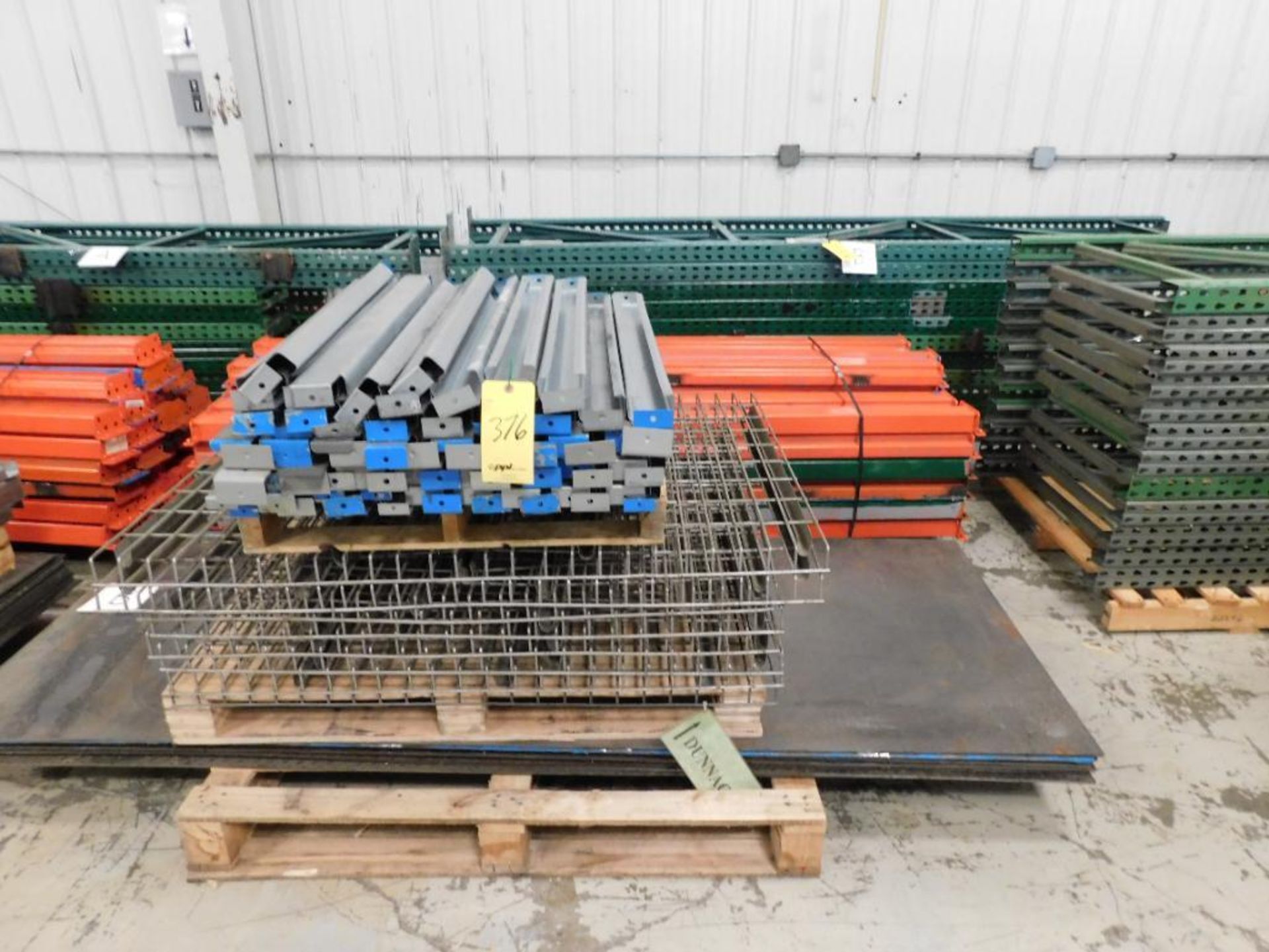 LOT: Pallet Rack, (10) Assorted Uprights, (40) 8' Cross Bars, Plate Steel and Wire Decking, 36" Deep