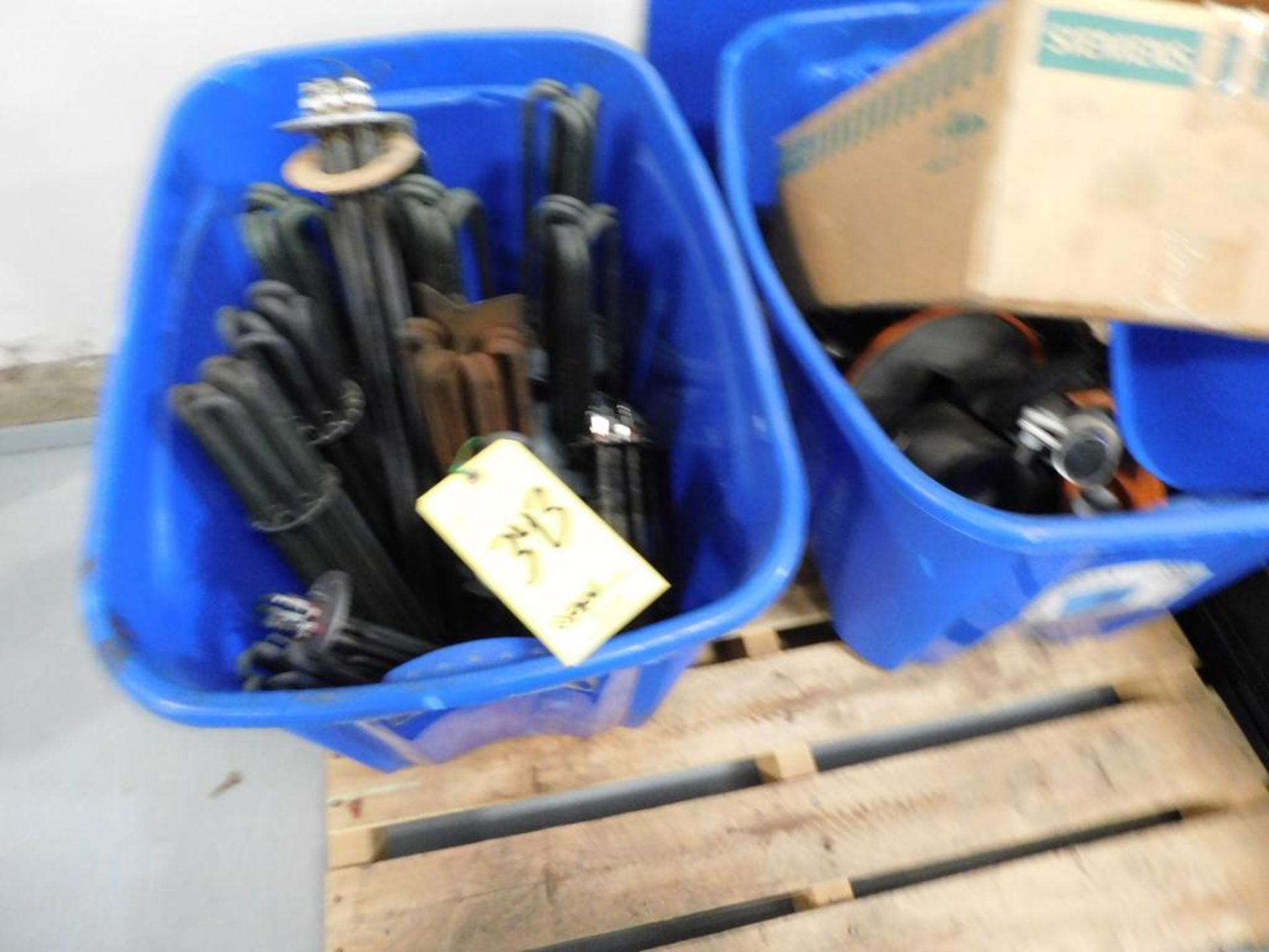 LOT: (2) Carts w/Electrical Supplies, (3) Totes, (1) Pallet of PVC Valves, Heater Elements, Electric - Image 6 of 6