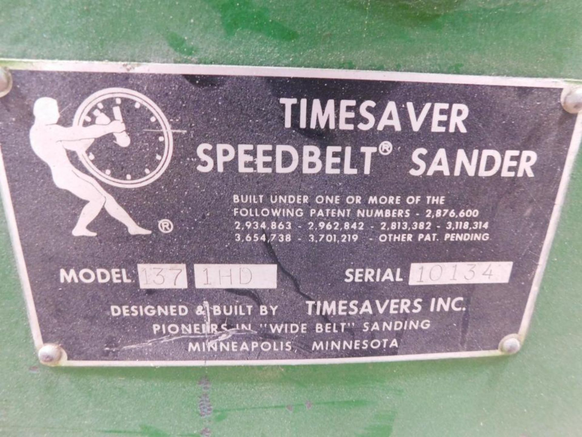Timesaver Speed Belt Sander, Model 137-1HD, S/N 10134, 37" Belt - Image 8 of 8