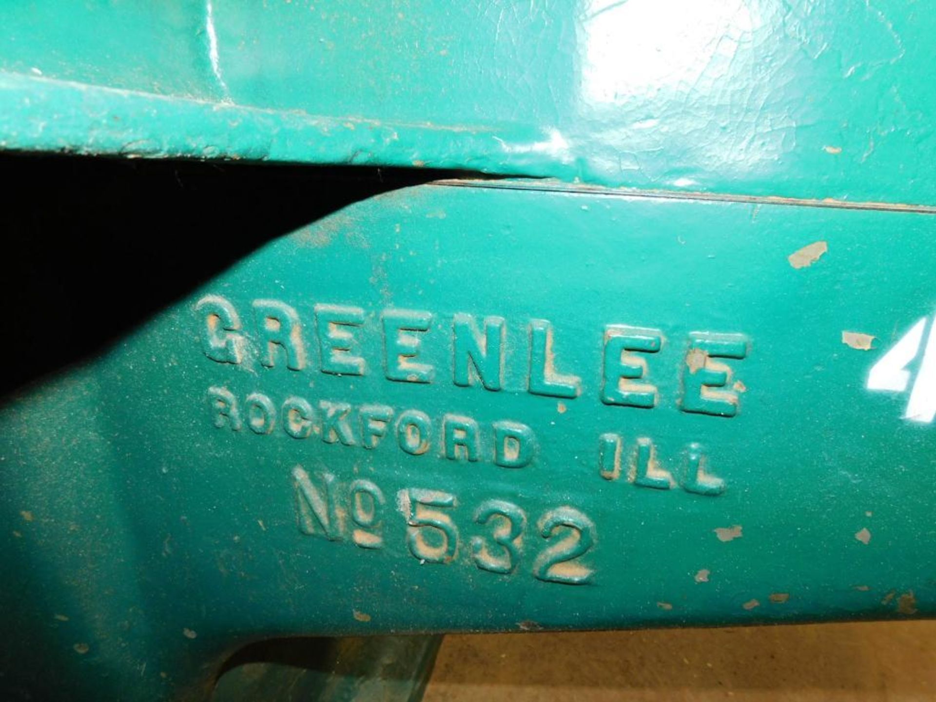 Greenlee Single End Tennioner, Model 532, S/N 37825, 32" W Clamping Table, Analog Control - Image 6 of 8