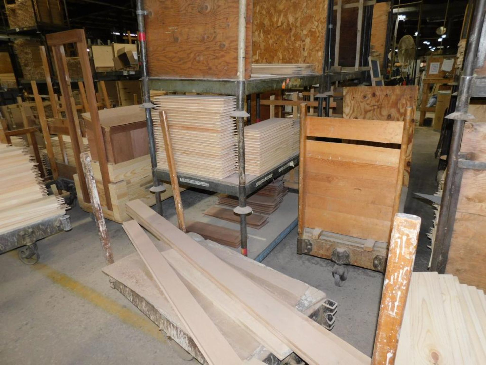 LOT: (30 approx.) Stackable Racks, (12) Carts w/Assorted Wood Door Parts - Image 8 of 20