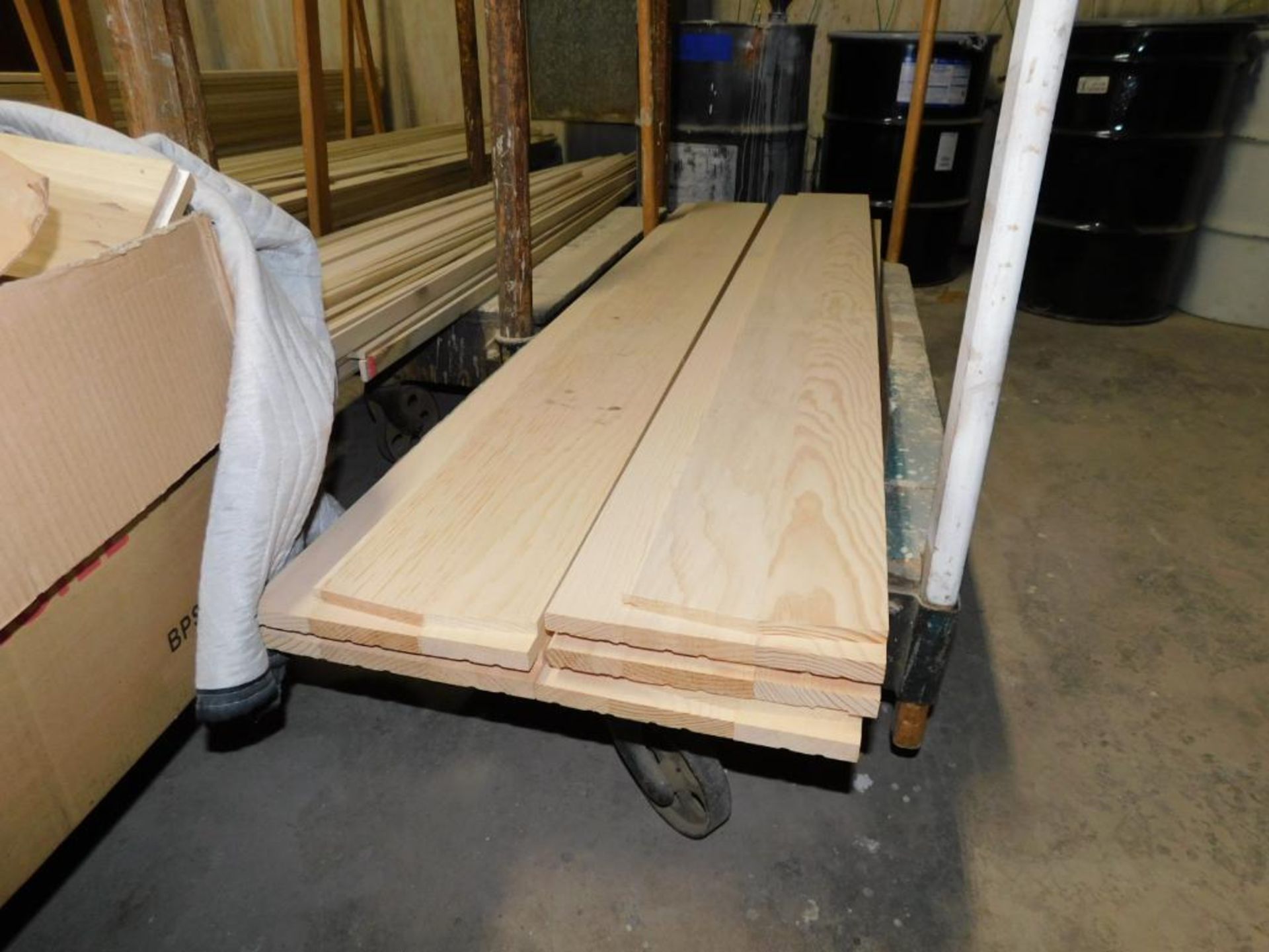 LOT: (6) Carts, (3) Racks w/Contents of Assorted Clear Poplar & Pine Wood - Image 5 of 11
