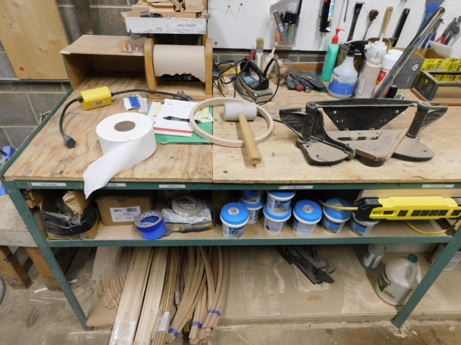 LOT: Table w/Assorted Hand Tools, Fasteners, Fillers, etc. - Image 2 of 5