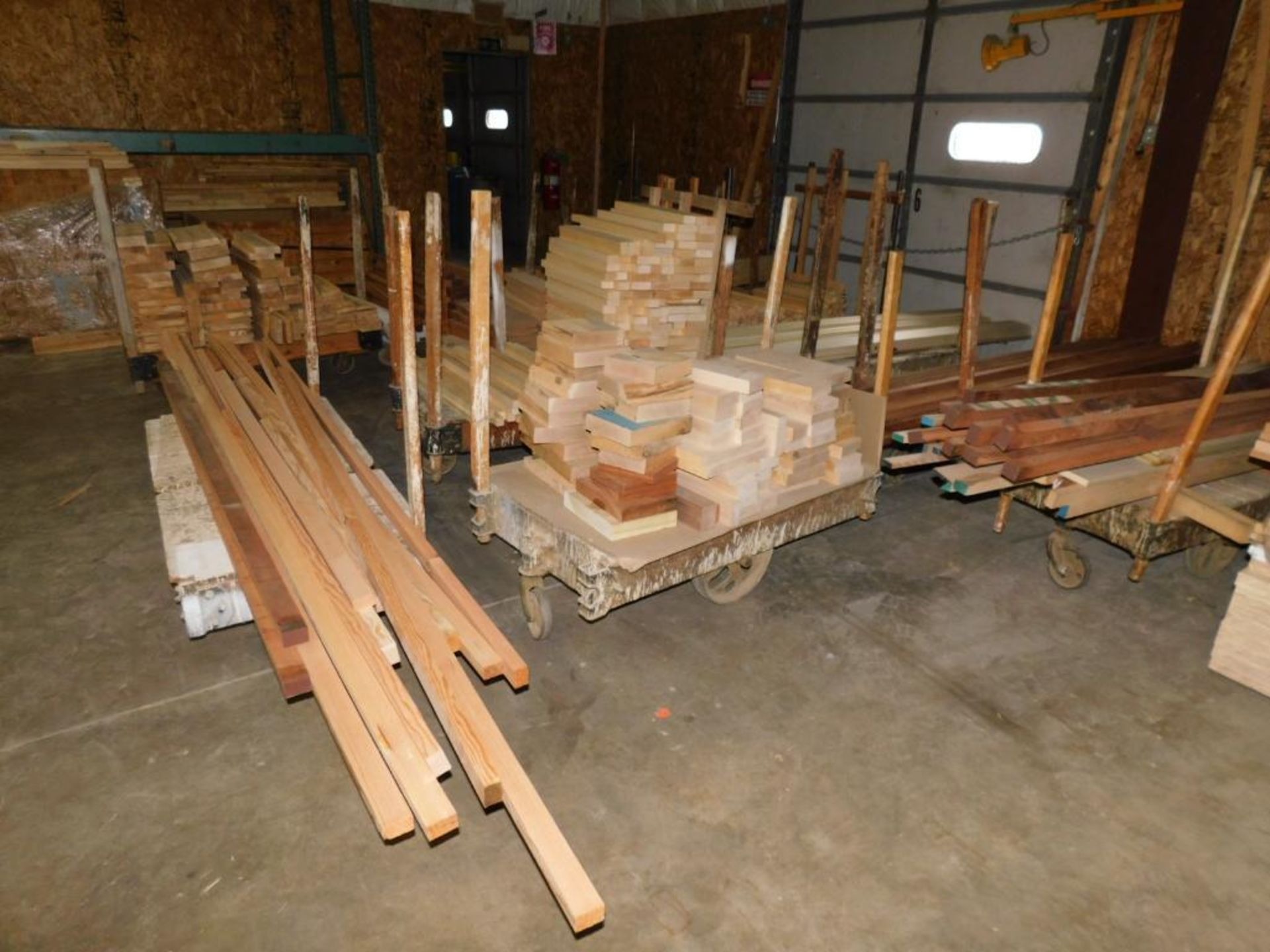 LOT: (11) Rolling Shop Carts w/Assorted Mahogany, Poplar & Pine Boards - Image 13 of 13