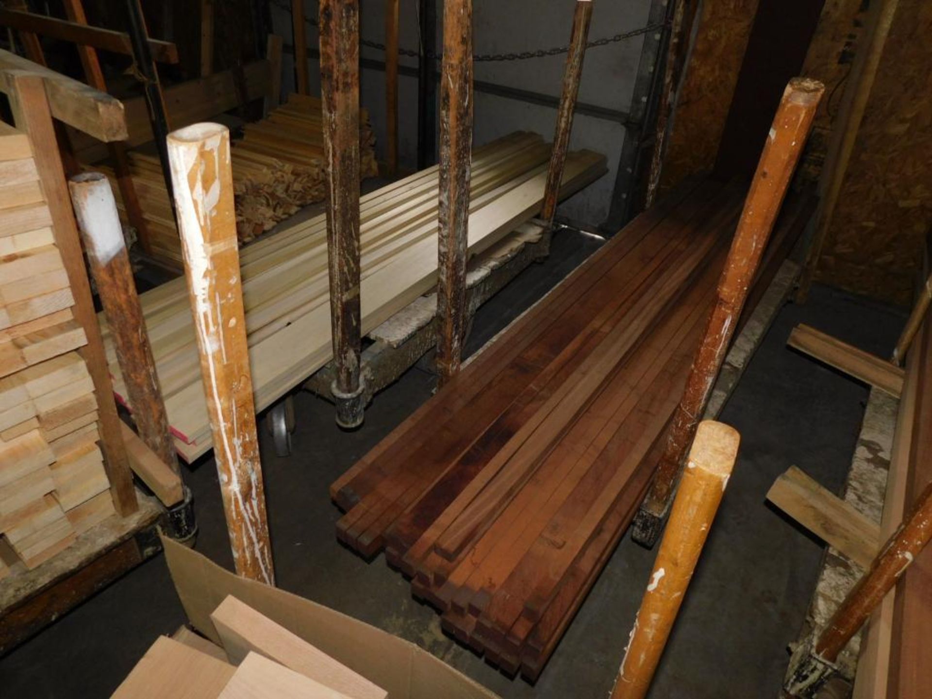 LOT: (11) Rolling Shop Carts w/Assorted Mahogany, Poplar & Pine Boards - Image 11 of 13