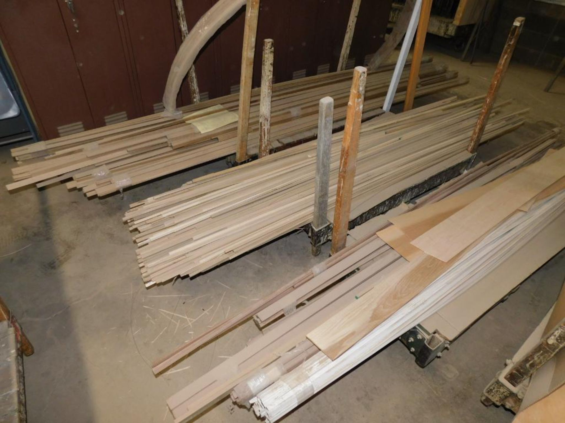 LOT: (9) Rolling Shop Carts w/Assorted Hardwood & Pine Trim - Image 4 of 6