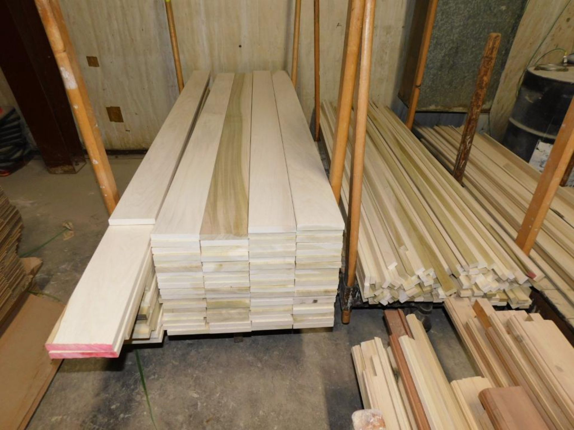 LOT: (6) Carts, (3) Racks w/Contents of Assorted Clear Poplar & Pine Wood - Image 7 of 11