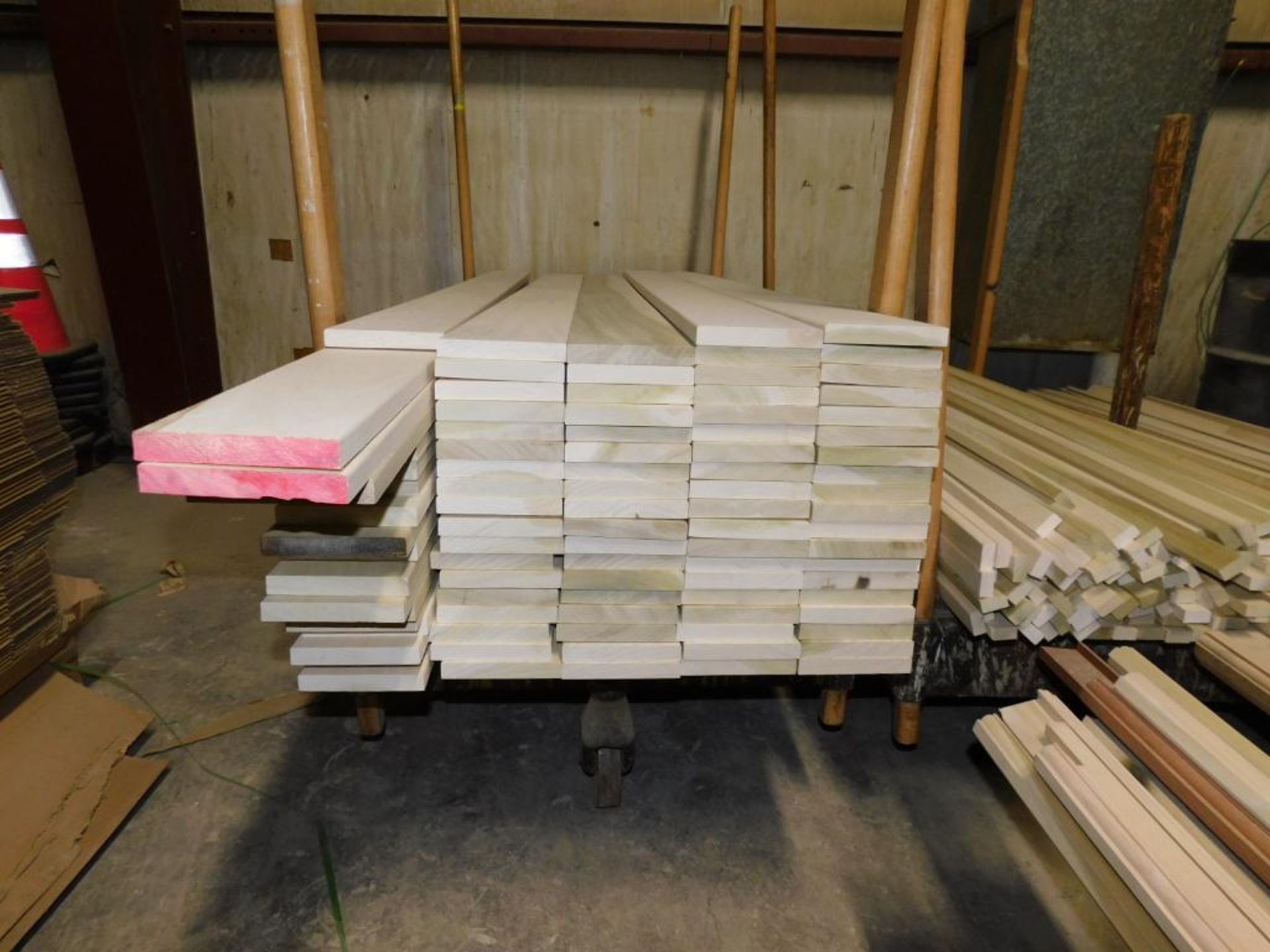 LOT: (6) Carts, (3) Racks w/Contents of Assorted Clear Poplar & Pine Wood - Image 6 of 11