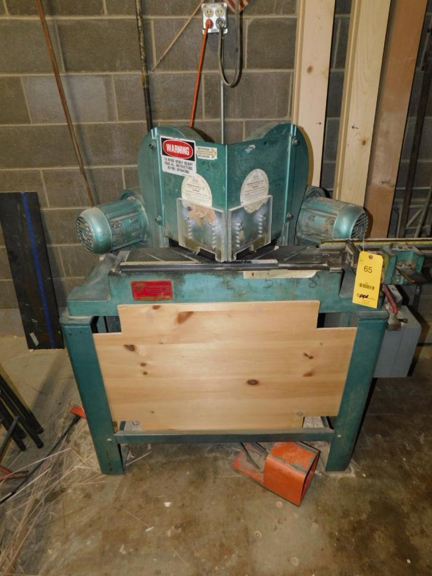 Pistorius Notcher, Model MN-100, S/N 72182, Twin 1.5 HP Down Acting Saw Heads, Foot Pedal, 52" Stock - Image 6 of 9