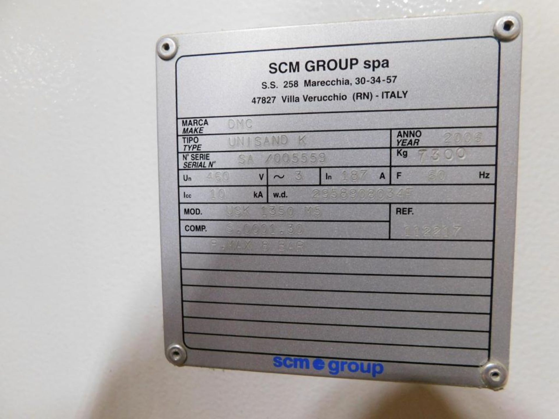 DMC/SCM Group 53" Belt Sander, Model Unisand K, S/N SA/005559 (2006), (3) Overhead Belts, (2) Orbita - Image 18 of 20
