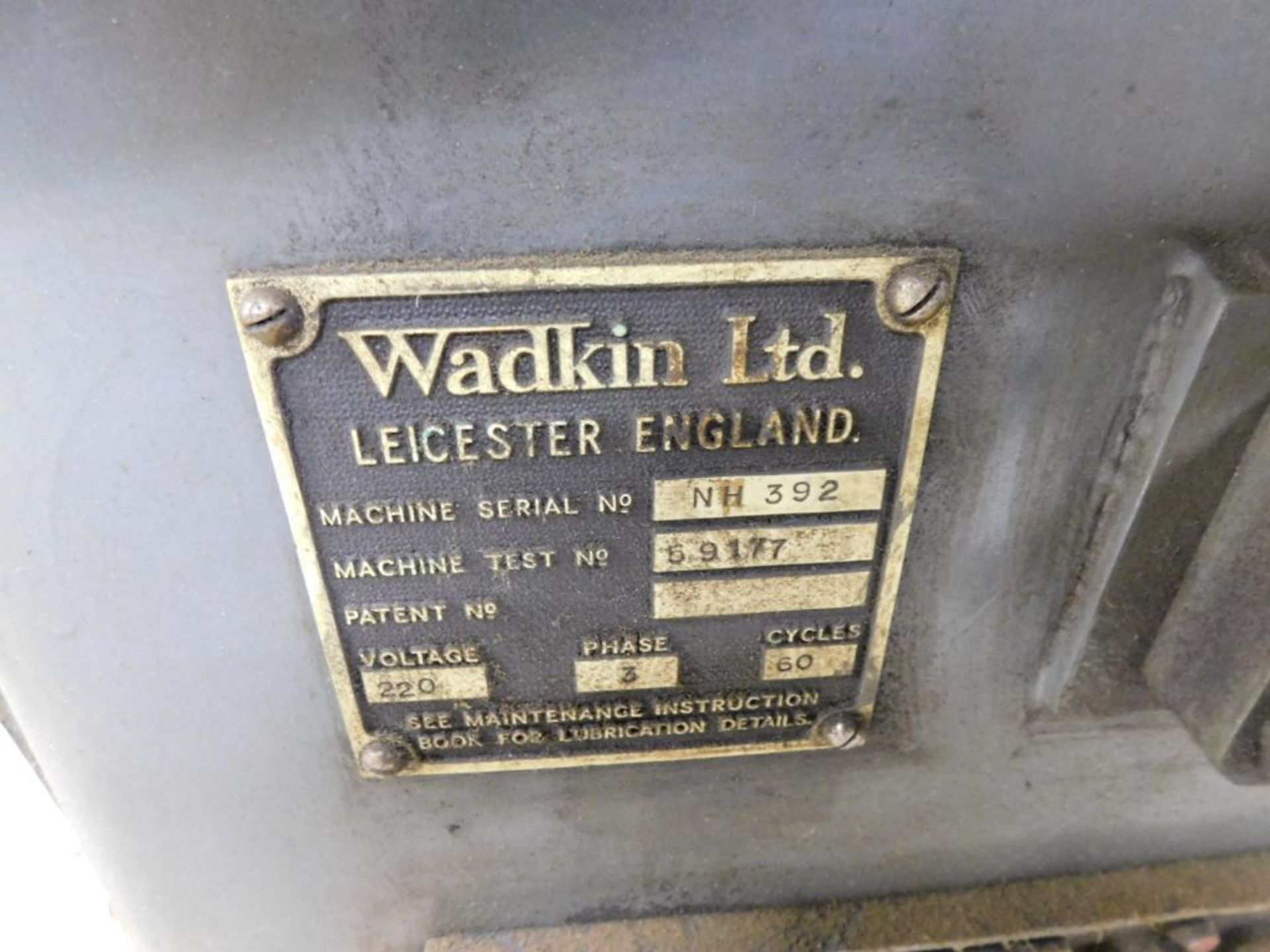 Wadkin Grinder, Model NH392, S/N 591H - Image 5 of 5