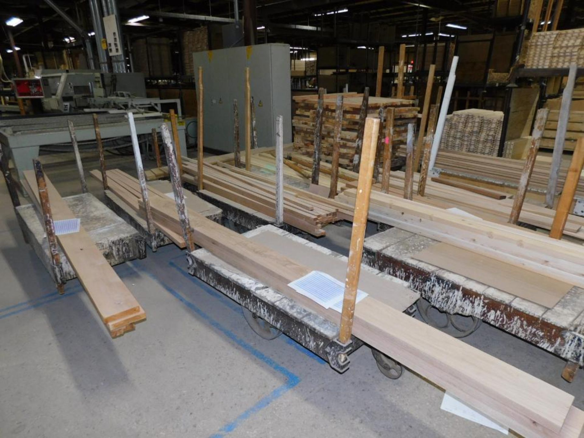 LOT: (11) Rolling Shop Carts w/Contents of Oak, Hickory, Mahogany & Alder Hardwood Boards - Image 4 of 9